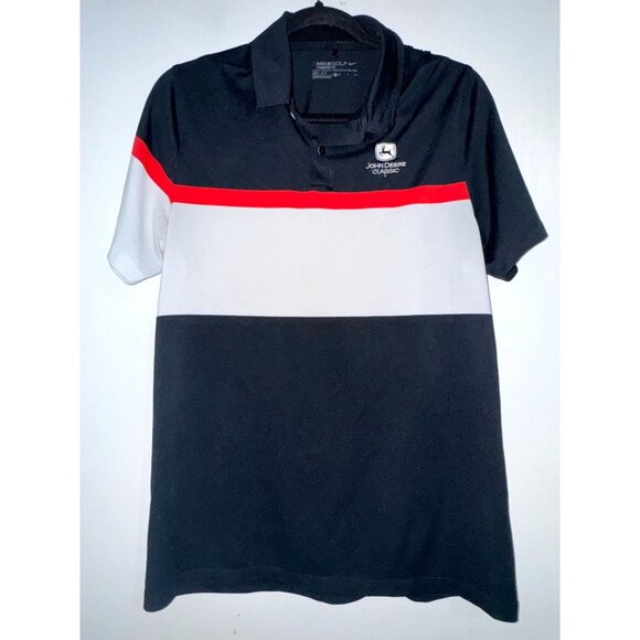 Nike Golf Standard Fit Dri-Fit John Deere Classic Polo Shirt Black/White/Red Men - Picture 1 of 9